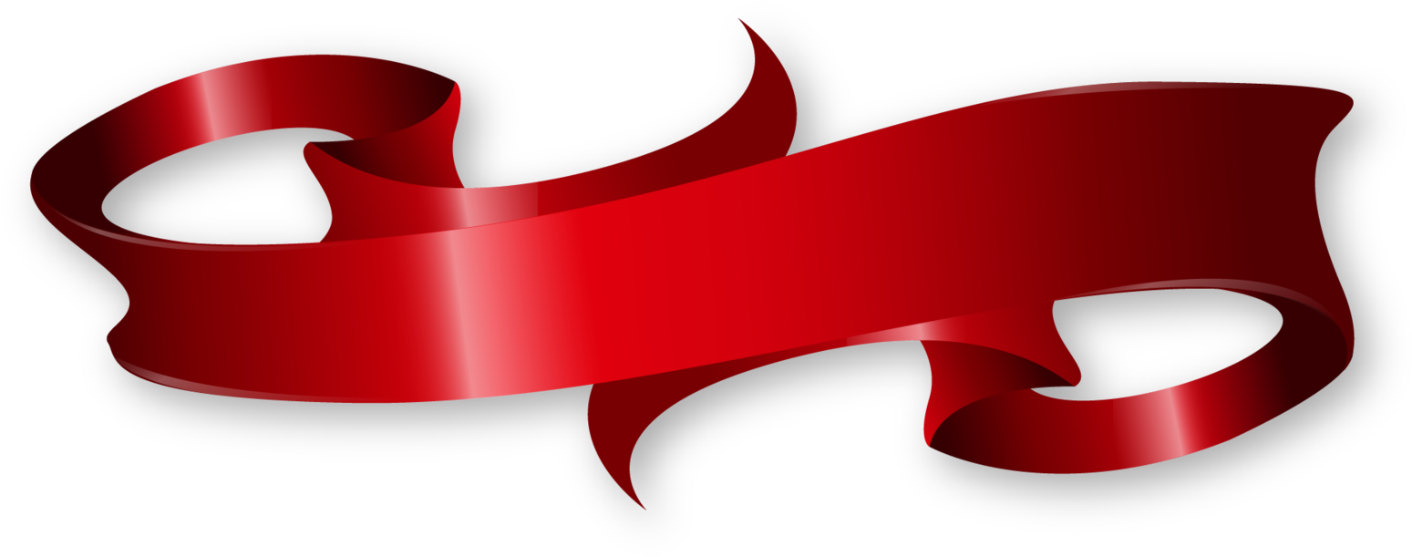 Red Ribbon Banner Png Vector Black And White Stock - Red Ribbon Banner Png (1635x700), Png Download