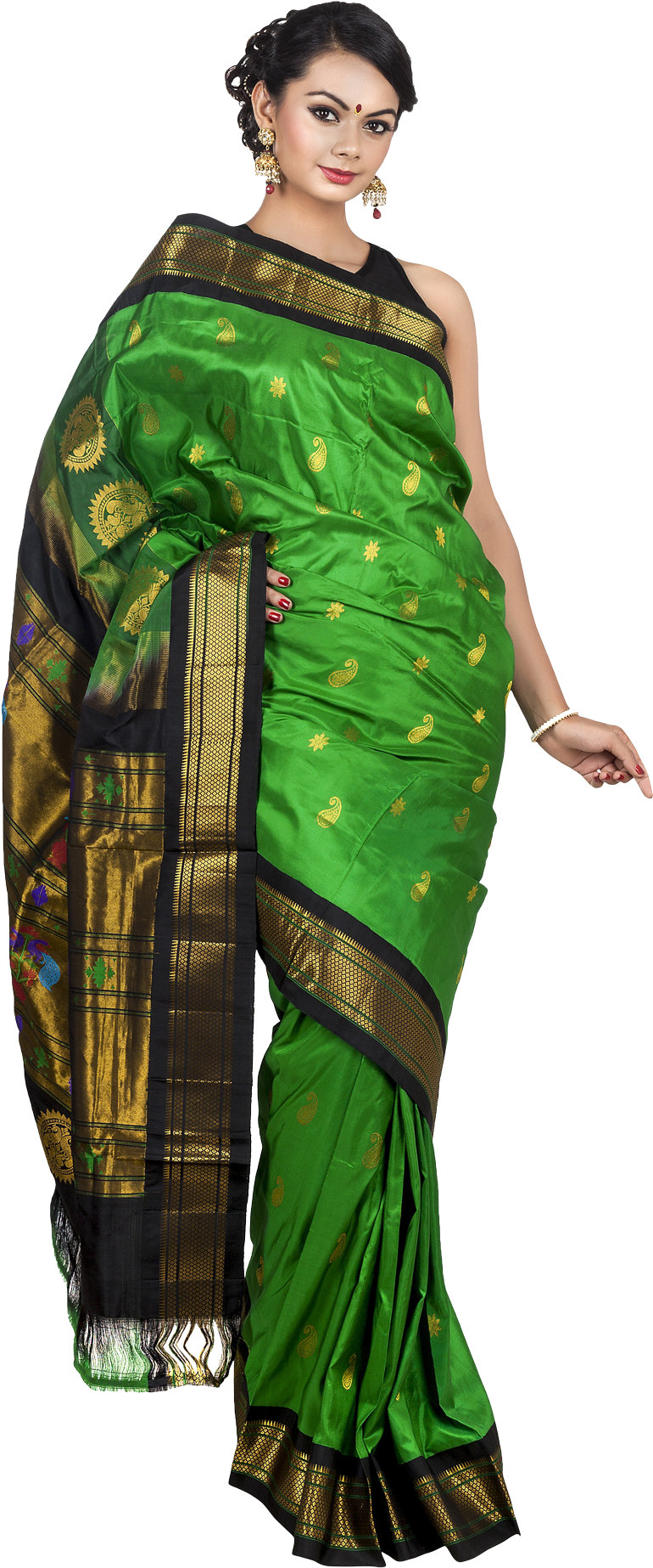 Fashion Png Images - Woman In Saree Png (1050x1928), Png Download