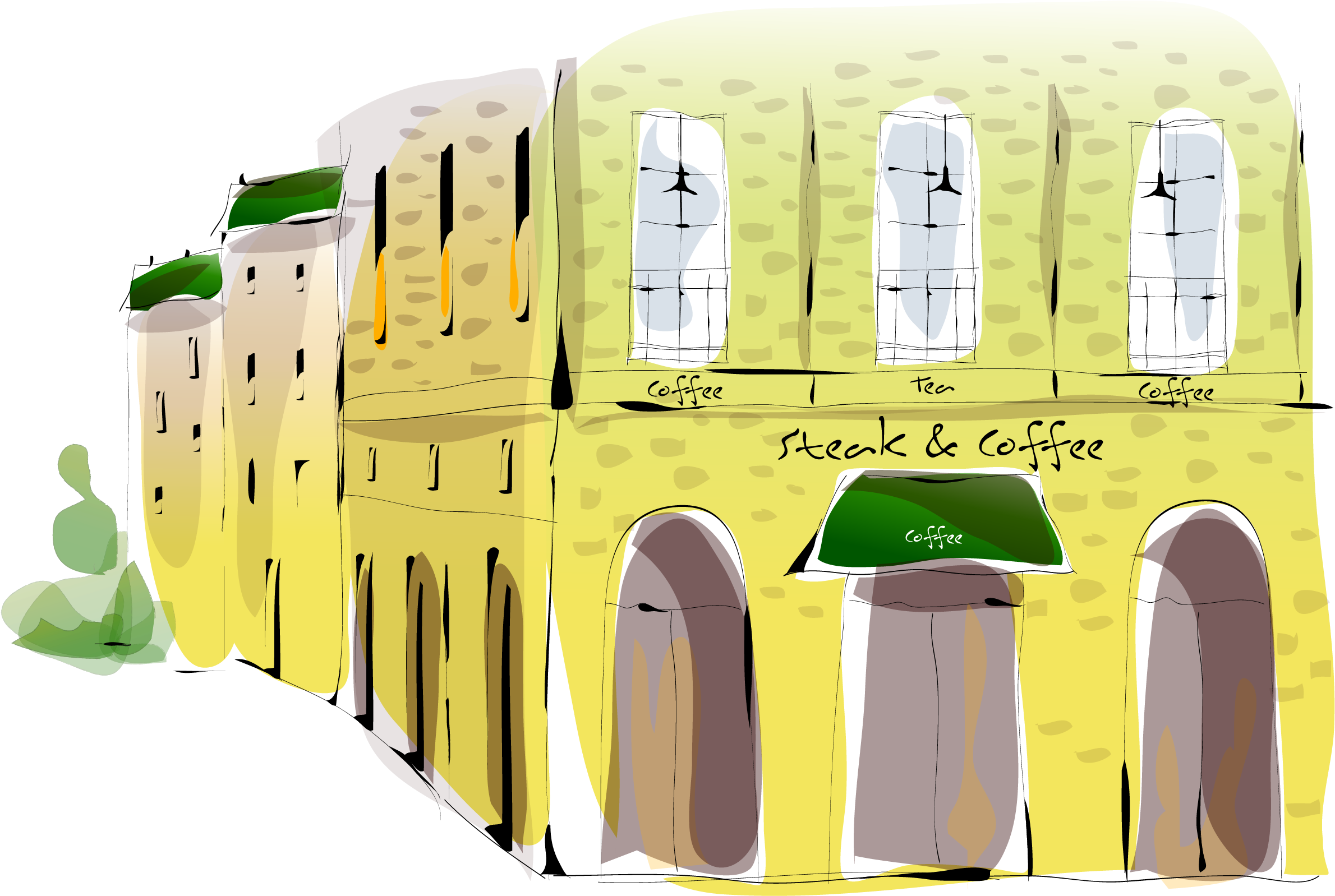 Jpg Watercolor Painting Architecture Illustration - Architecture (2558x1850), Png Download