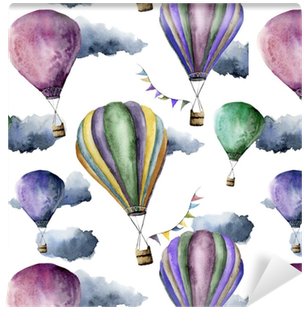 Watercolor Pattern With Bright Hot Air Balloon - Hot Air Balloon (400x400), Png Download