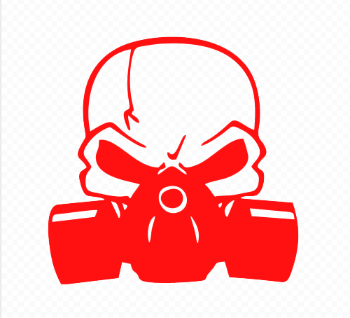 Skull With Gas Mask Red Decal - Skull Piston Gas Mask (500x454), Png Download