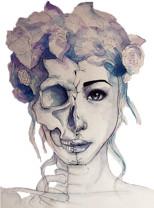 Pin By Corina Burnette On Drawings And Pictures - Half Human Half Skull (500x716), Png Download