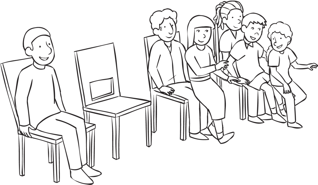 Youth Groups Love To Play All My Neighbours To Break - People Sitting In Chair Drawing (1024x768), Png Download