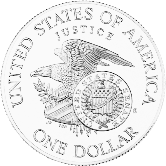 1998 Rfk Silver Dollar Reverse - Silver (601x600), Png Download