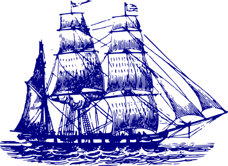 Ship Three-master Pirates Sea Ocean Wind H - Ancient And Modern Ships - Part I. Wooden Sailing-ships (467x340), Png Download