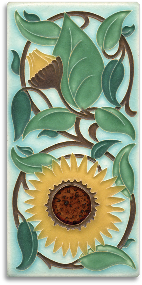 Motawi Sunflower In Light Blue - Arts And Crafts Tiles 2018 Wall Calendar (1000x1000), Png Download