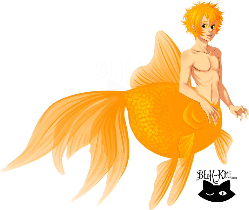 Goldfish Mermaid By Blk - Goldfish Mermaid (832x703), Png Download