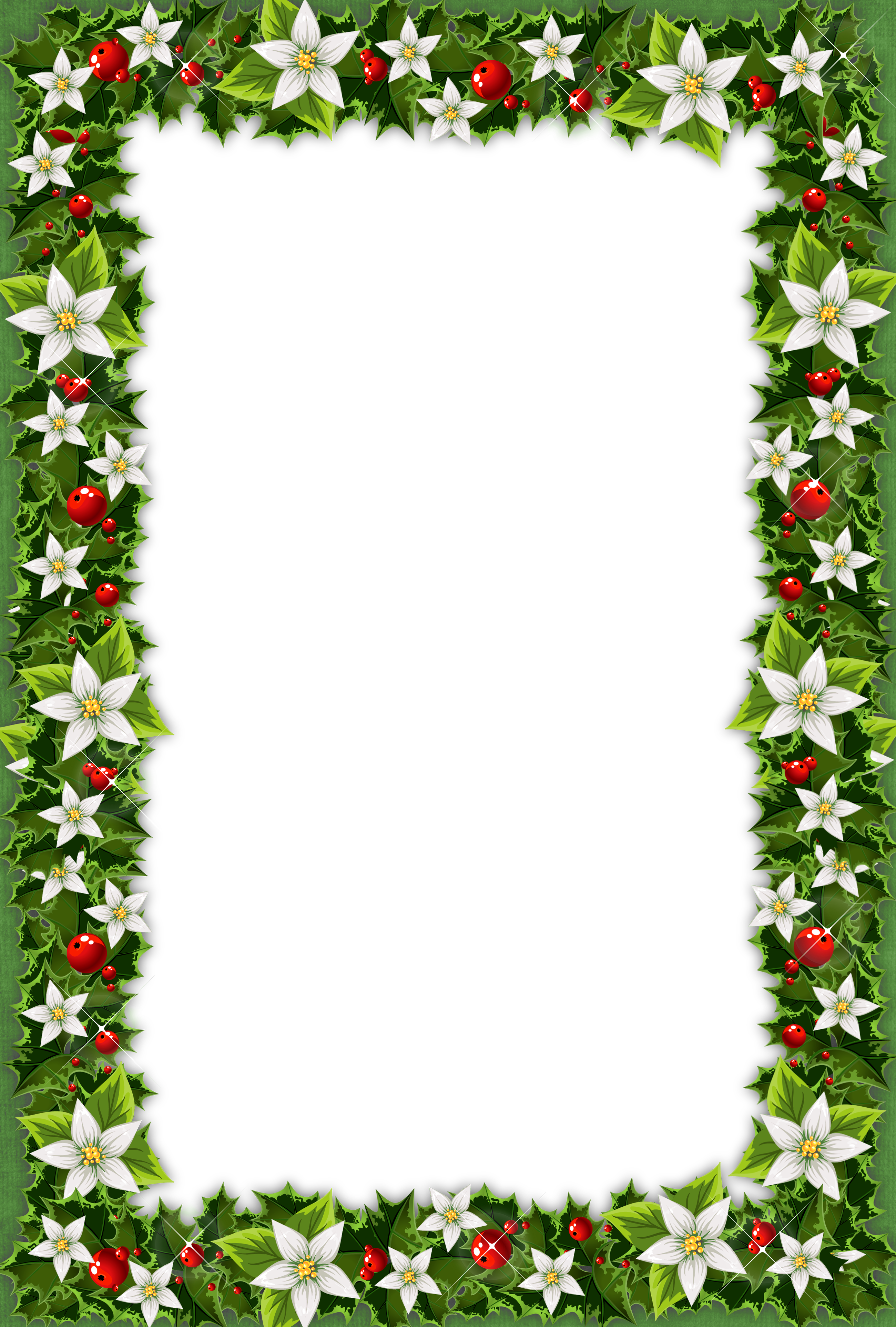 Green Christmas Frame Png (2600x3848), Png Download