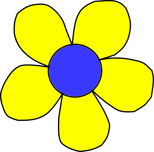 Blue And Yellow Flower Svg Clip Arts 600 X 594 Px (600x594), Png Download