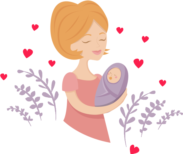 Cartoon Color Hand Painted Baby Parents Creative Material, - Mother (360x360), Png Download