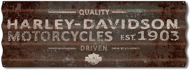 Industrial Harley-davidson Corrugated Metal Sign - Hardwood (730x730), Png Download