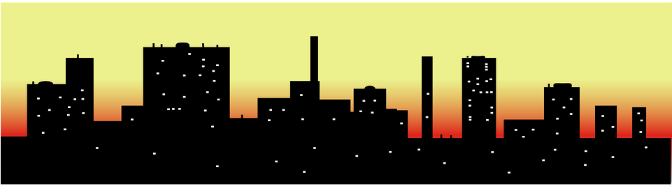 Transparent Cities Night - Cityscape Clip Art (800x217), Png Download