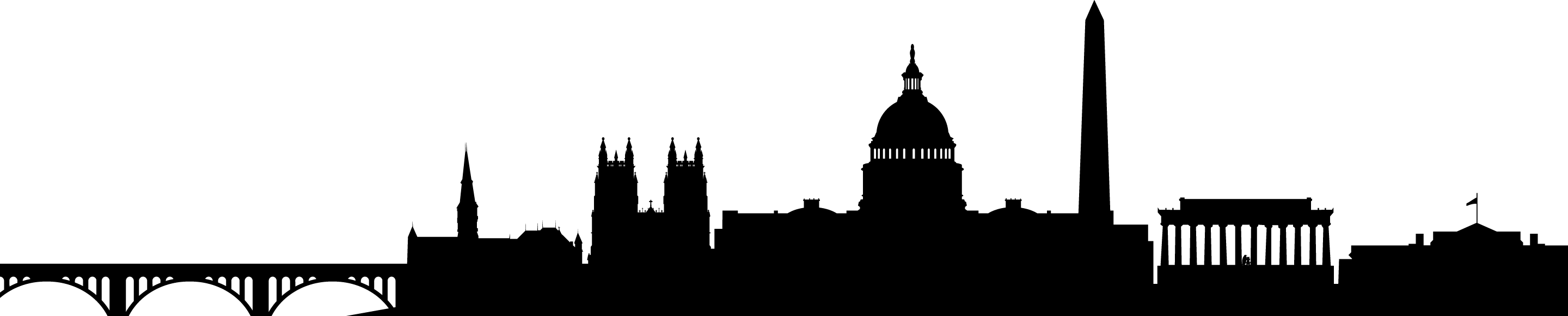 Visiting D - Dc Skyline Silhouette Transparent (2880x580), Png Download