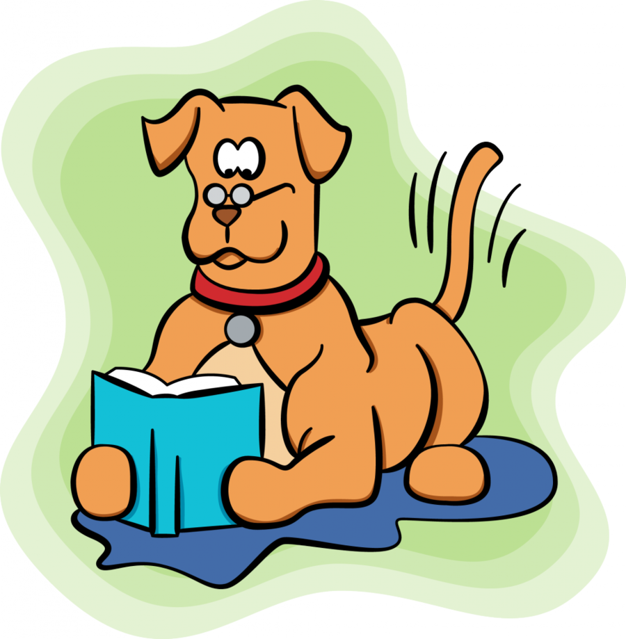Cartoon Dog Reading Clipart Dog Paw Clip Art - Cartoon Dog Reading (900x919), Png Download