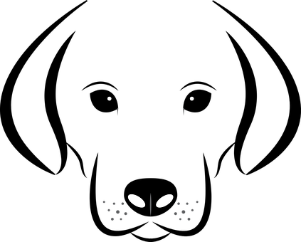 Dog Head White Background Labrador Animal - Dog Face Clipart Black And White (423x340), Png Download