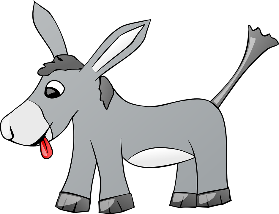 Donkey Animal Farm Gray Comic Tongue Carto - Donkey Clip Art (443x340), Png Download