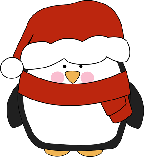 Penguin In A Santa Hat - Easy Christmas Clip Art (461x500), Png Download