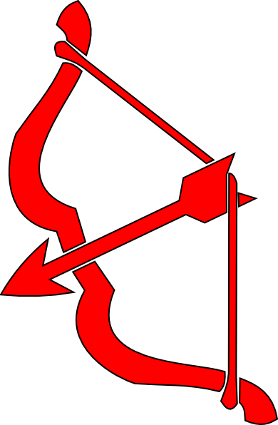 Red N Arrow Clip Art At Clker - Red Bow And Arrow (390x596), Png Download