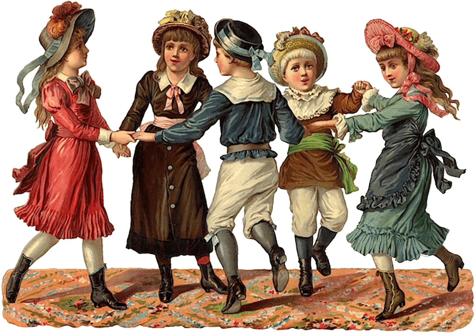 Dancing Victorian Children - Vintage Children Png (1600x1132), Png Download