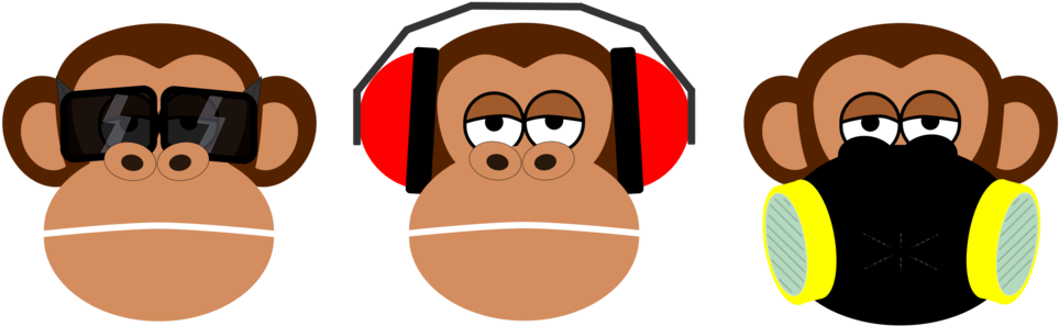 Three Wise Monkeys The Evil Monkey Primate Art - Monkey Face Shower Curtain (1020x340), Png Download