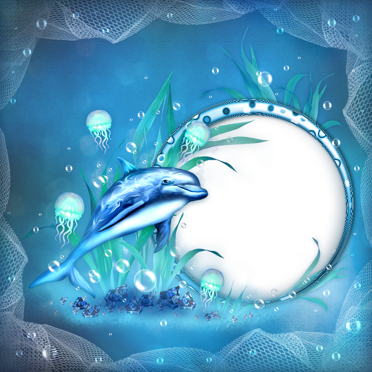 Dolphin Frame (1280x1280), Png Download