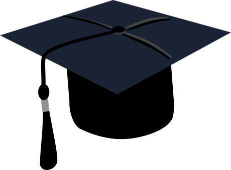 Graduation Black Cap Education College Ach - Graduation Cap With Green Tassel (460x340), Png Download