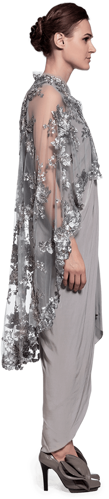 Steel Grey Embroidered Kurta Set - Photo Shoot (1044x1720), Png Download