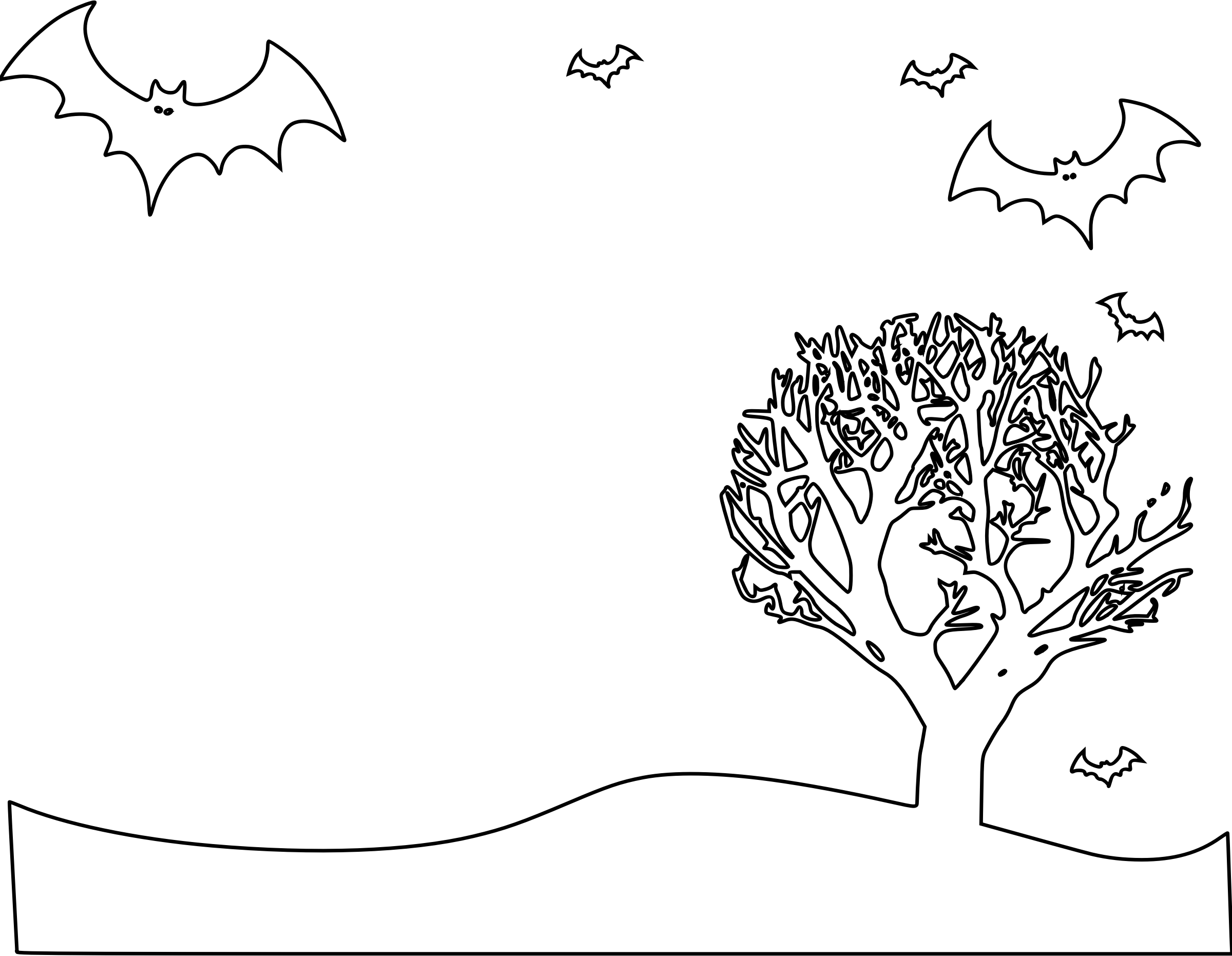 This Free Icons Png Design Of Halloween Landscape Coloring (2400x1862), Png Download