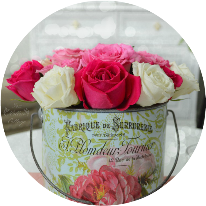 Vintage French Flower Pail Bucket - Cottage (700x700), Png Download