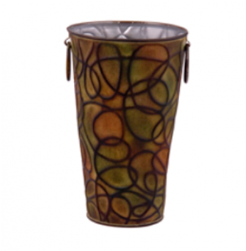 25" Colored Embossed French Flower Bucket With Ring - Atabaque (470x353), Png Download