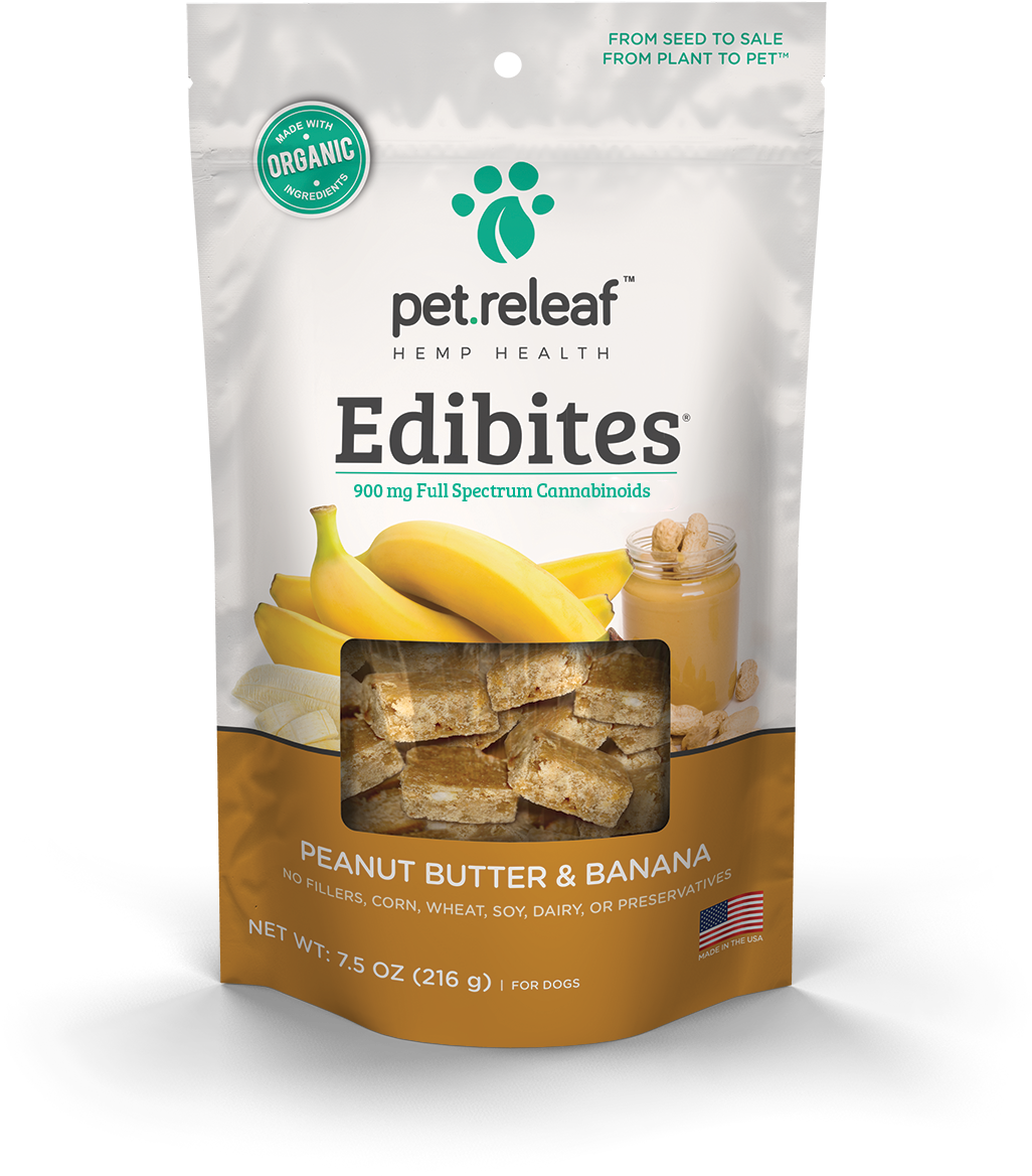Peanut Butter Banana Cbd Hemp Oil Edibites For Sale - Pet Releaf Edibites Peanut Butter & Banana (1200x1426), Png Download