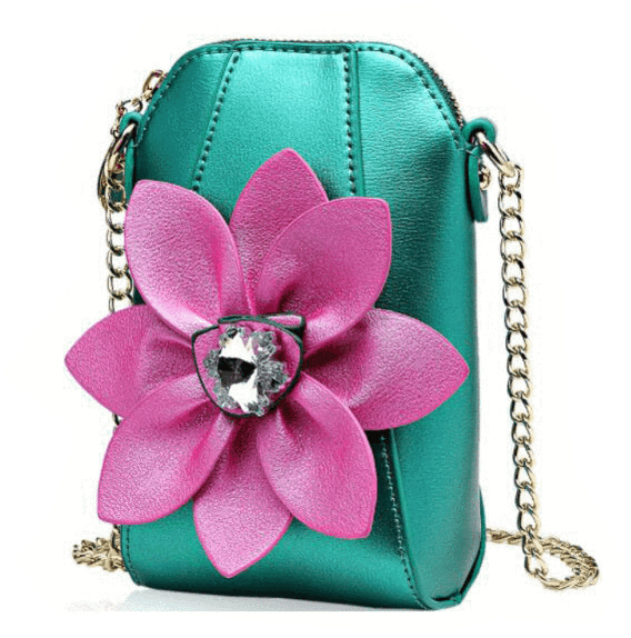Metallic Flower Bucket Clutch - 6 Inches Cellphone Pu Leather Women National Style (600x600), Png Download