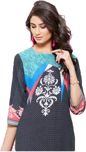 Psyna Rayon Print Kurti - Kurti Top (480x527), Png Download