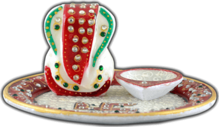 Mg-ganpati Marble Thali - Ceramic (700x407), Png Download