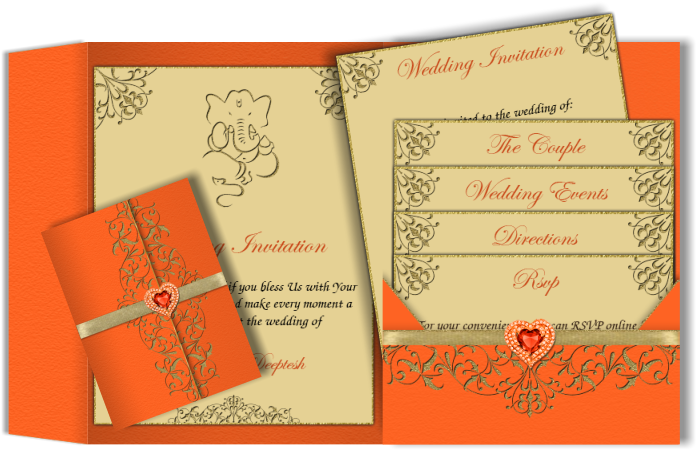 Hindu Ganesh Wedding Cards - Wedding Invitation (708x467), Png Download