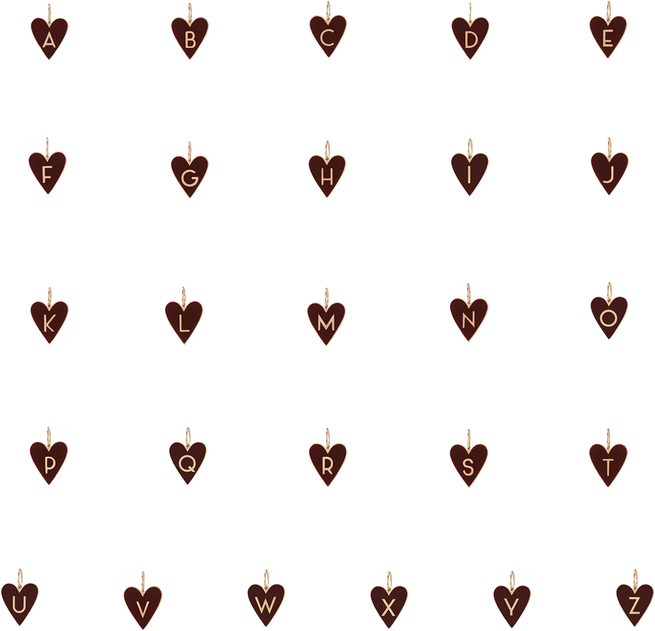 Medium Gold Border Enamel Heart With Letter - Gold (1440x1440), Png Download