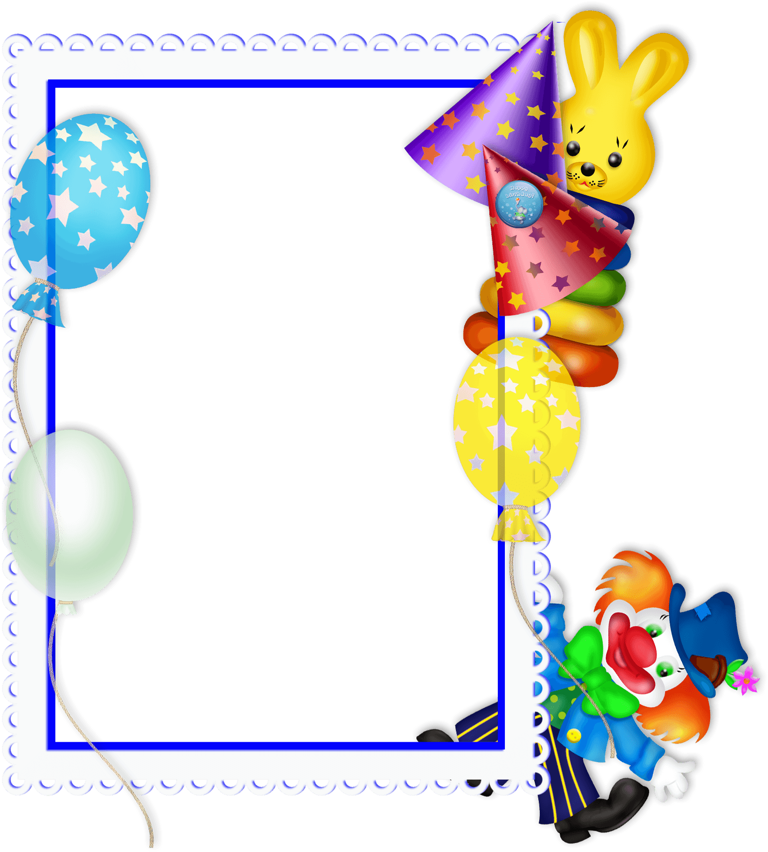 Free Birthday Frames - Happy Birthday Theme Png (1567x1709), Png Download
