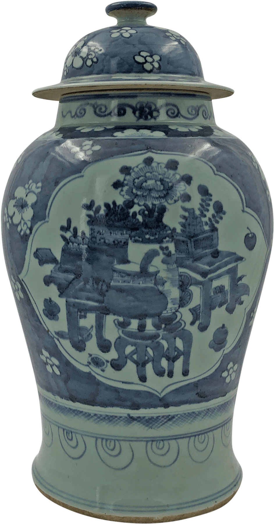 Large Chinese Still Life Temple Jar - Blue And White Porcelain (2000x2000), Png Download