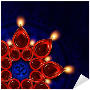 Oil Lamp With Diwali Diya Elements Over Dark Background - Diwali Greetings Background Dark Blue (400x400), Png Download