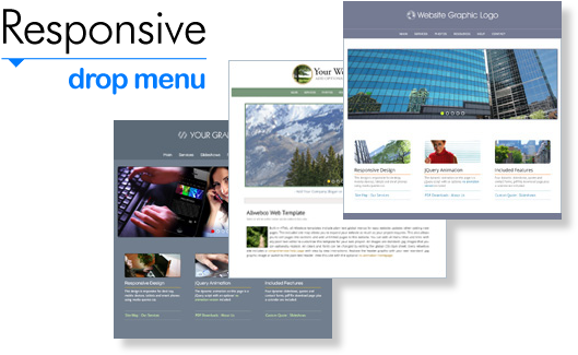 Website Templates Png Banner Black And White - Rwd Menu (555x360), Png Download