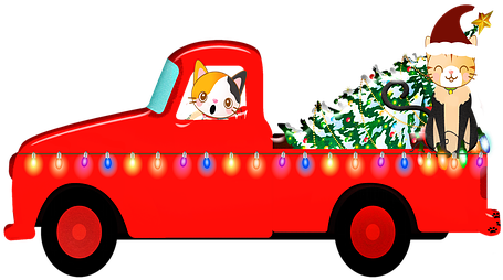 Christmas Truck, Christmas Tree, Lights - Christmas Day (572x340), Png Download