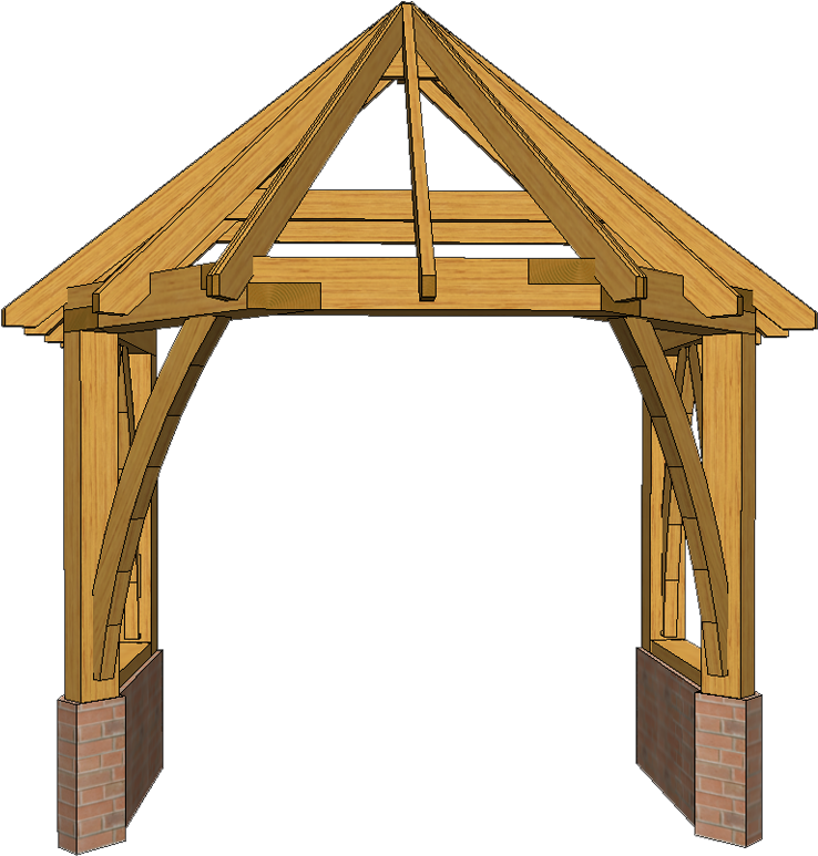 E1 Angled Porch With Large Front Braces 3d Front View - Porch (766x799), Png Download