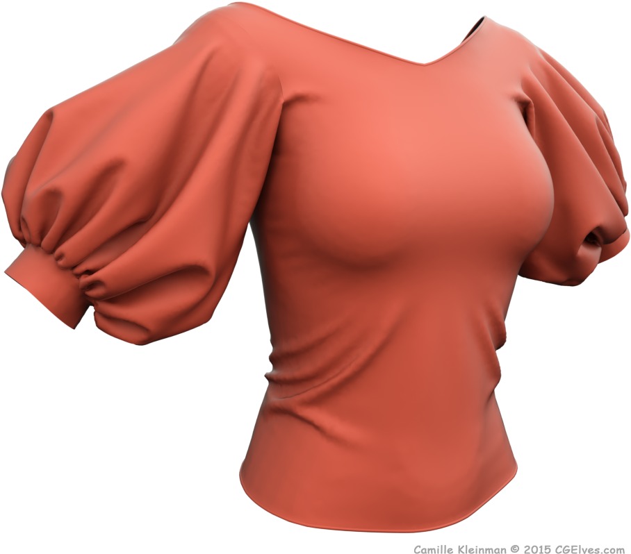 In The Cgelves Marvelous Cloth Designer 5 Tutorials - Shirts With Puffed Sleeves (1000x1000), Png Download