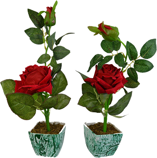 Image Thefancymart Set Of 2 Piece Artifical Rose Plants - Rose (500x505), Png Download