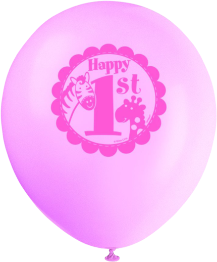 Latex Pink Safari First Birthday Balloons - 8 1st Birthday Wild Safari Printed Latex Balloons (600x600), Png Download