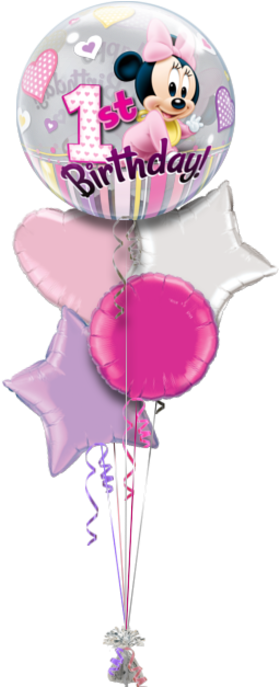 Minnie 1st Birthday Special Age Balloon - 22" Minnie Mouse 1st Birthday Bubble Balloons - Mylar (286x686), Png Download