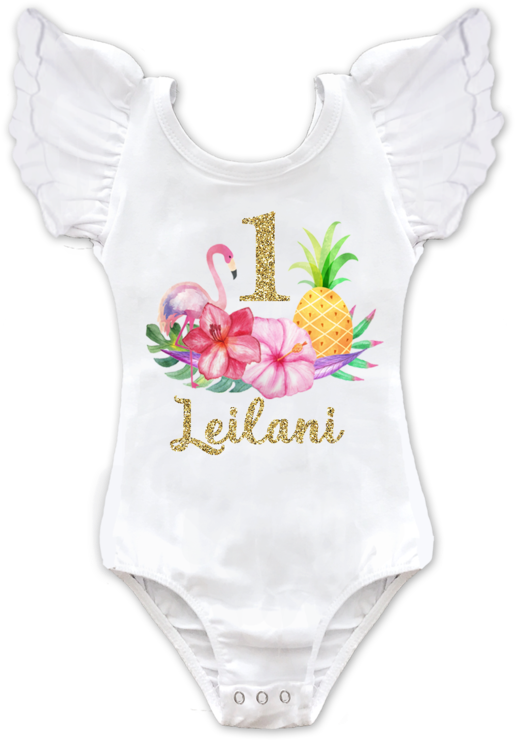 Tropical Luau 1st Birthday Top - Pineapple Flamingo Birthday Shirt (1024x768), Png Download