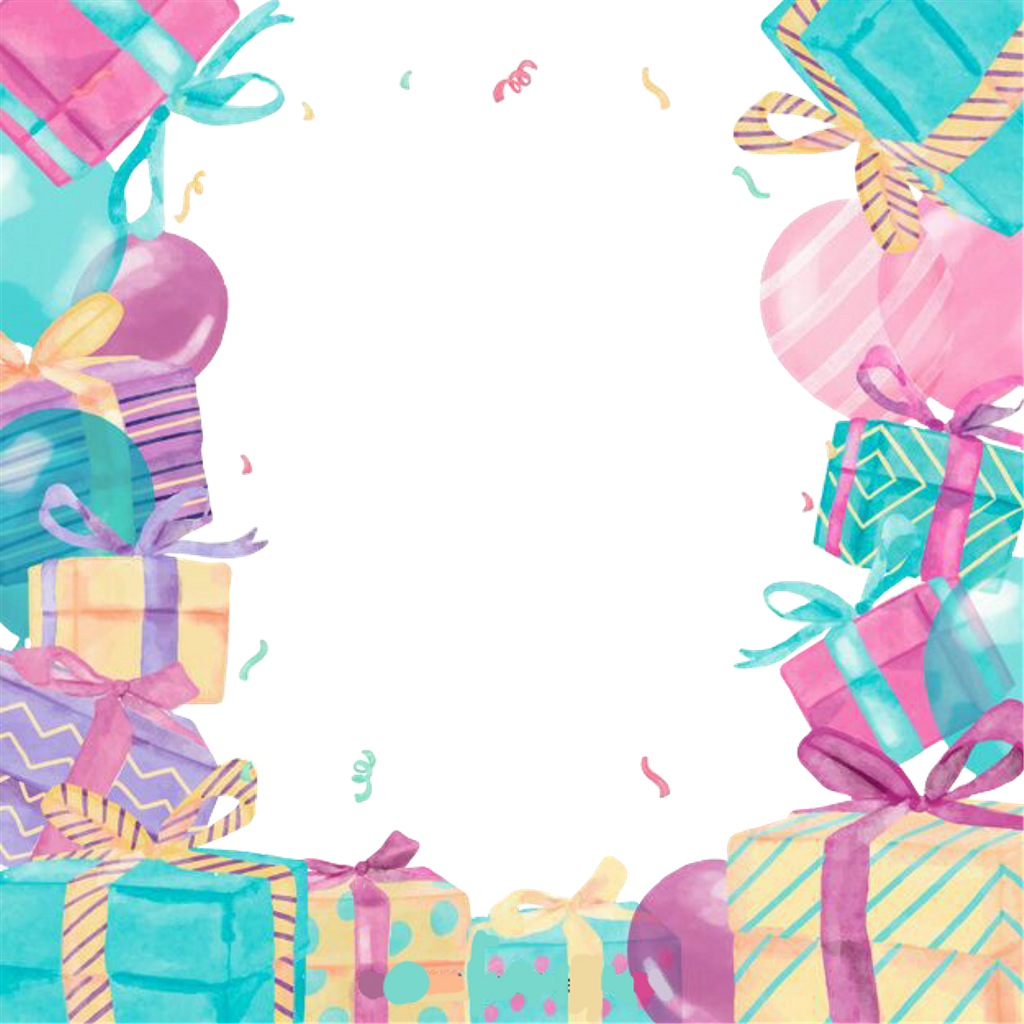 Happybirthday Frame Pastels Balloons Cake Sticker - 马 卡 龙 色 海报 (1024x1024), Png Download