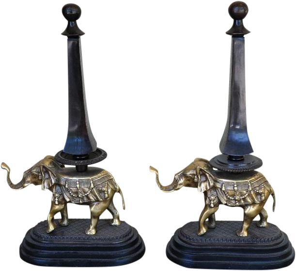 Pair Of Unique Bronze And Brass Elephant Sculpture - Sculpture (678x619), Png Download