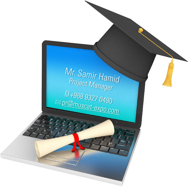 For Exhibiting Enquiries And - Laptop With Graduation Hat (619x618), Png Download